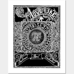 White Ornamental Love & Pi Posters and Art